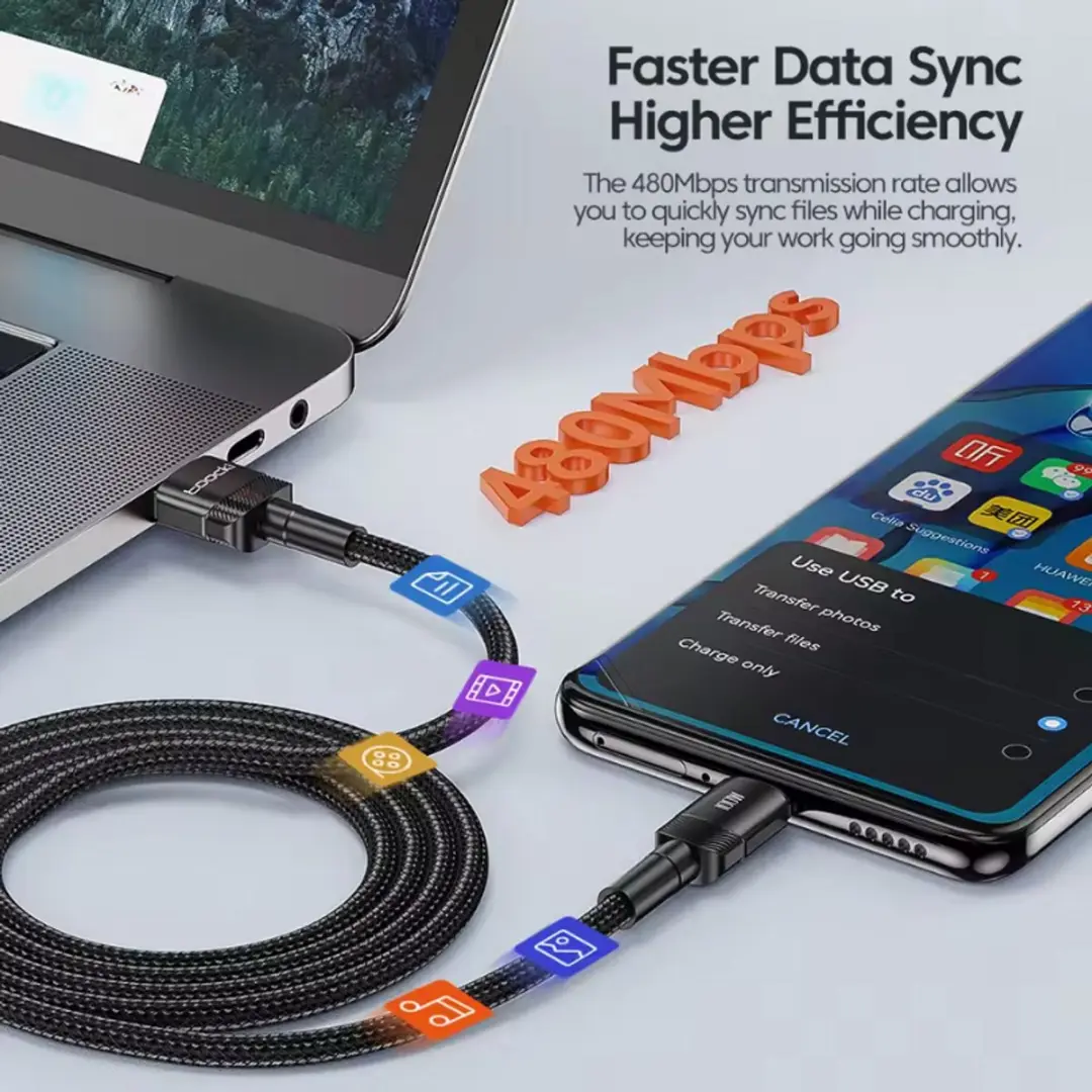 Dux Ducis USB-C naar USB-A Kabel 2m - Zwart