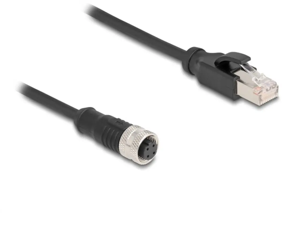 Delock M12 4-pins D-gecodeerd Industriële Netwerkkabel CAT5e 0,5m