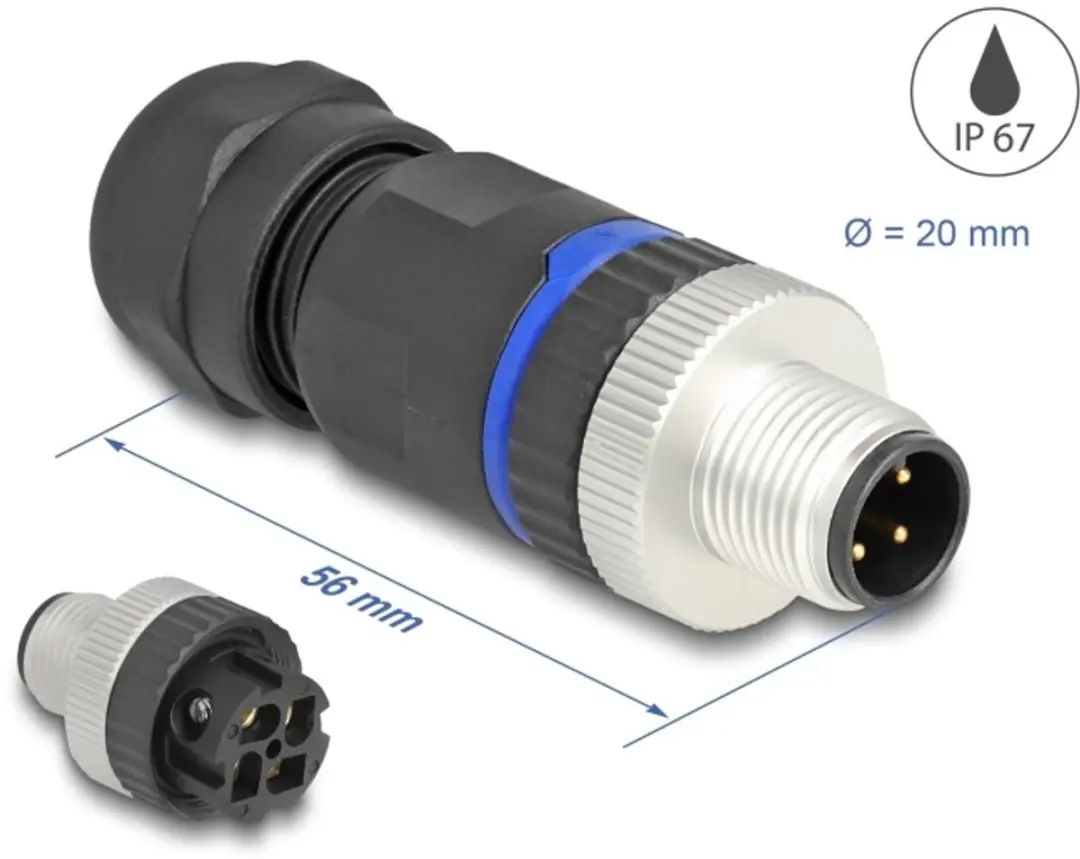 Delock M12 A-coded 4 Pin Male Connector