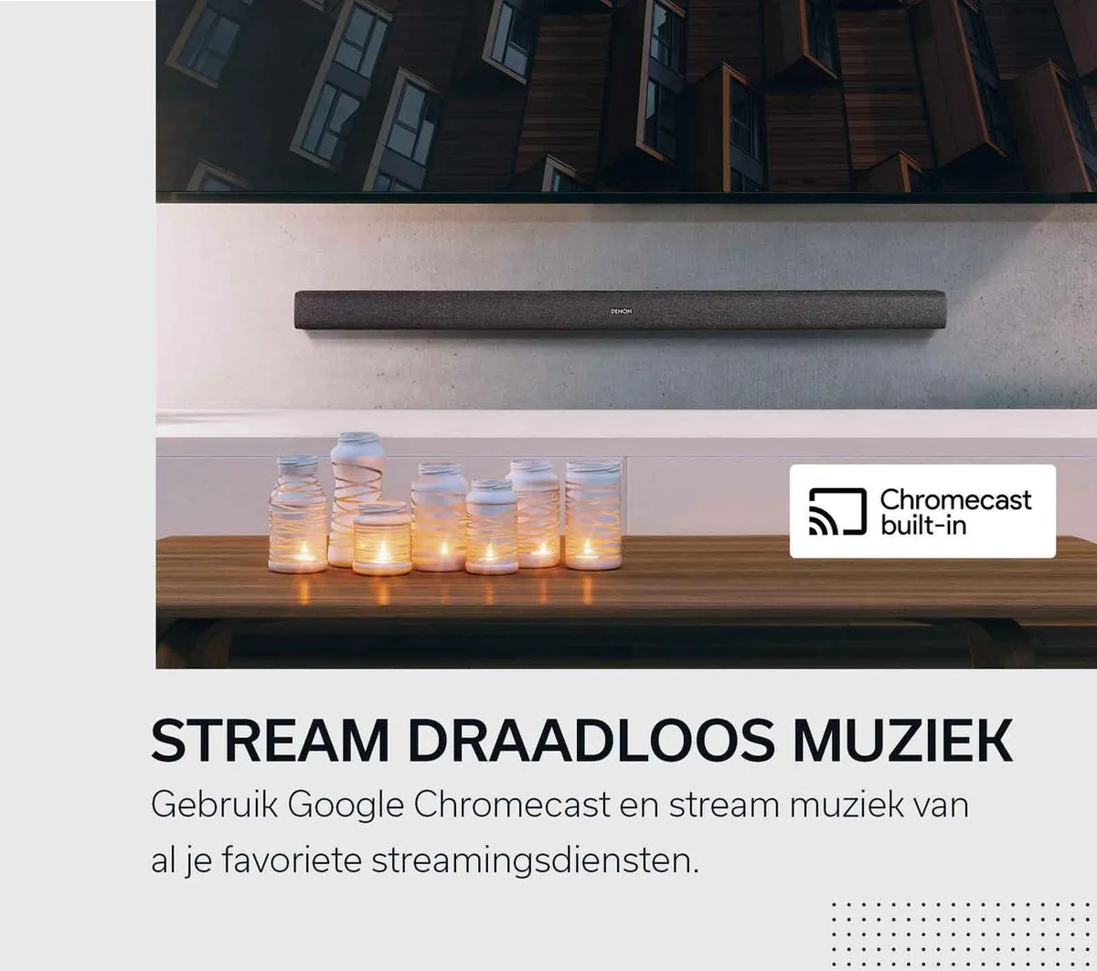 Denon DHT-S416 Soundbar - Chromecast, Draadloze Subwoofer - Zwart