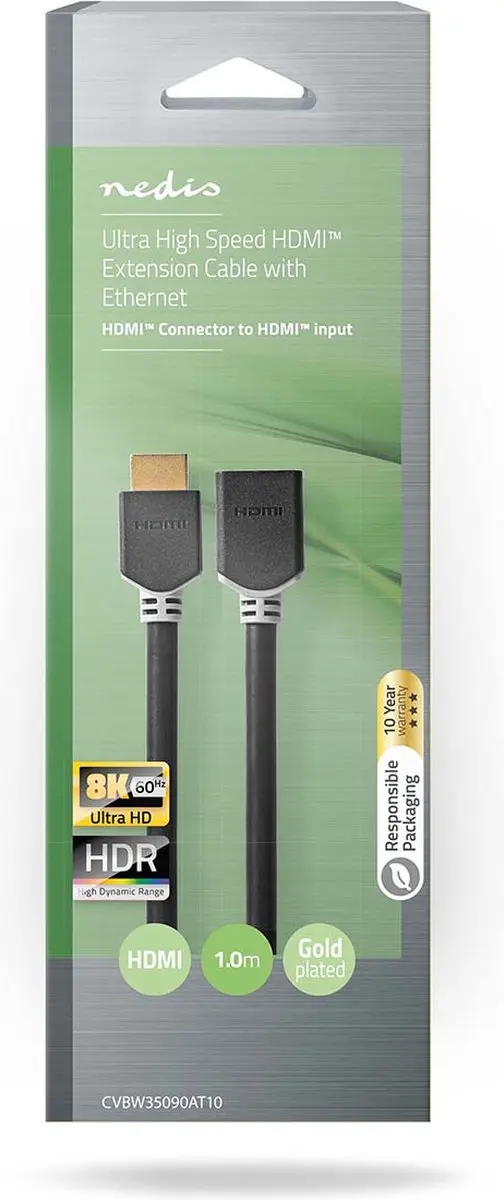 Nedis HDMI-Kabel CVBW35090AT10 8K@60Hz - 1m - Antraciet
