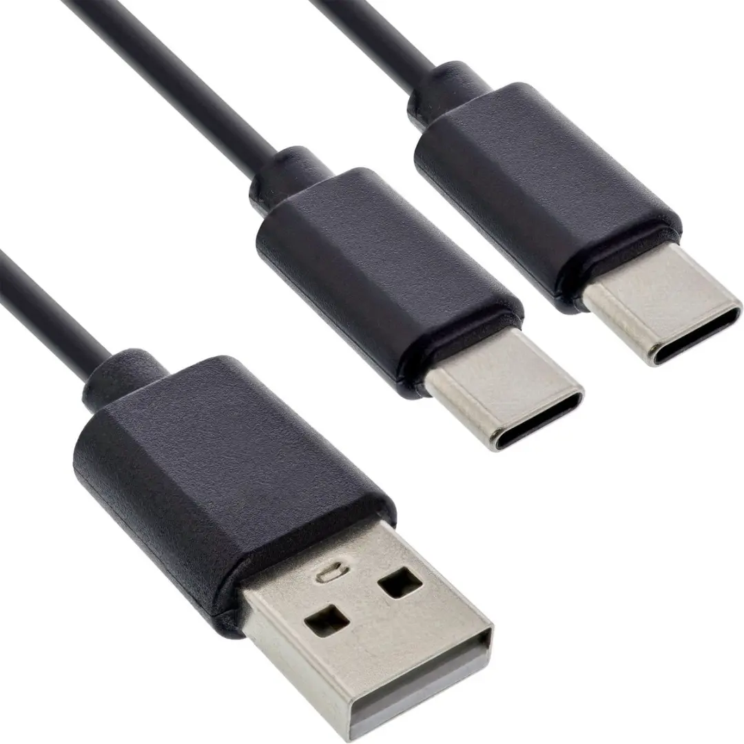 InLine USB-A naar 2x USB-C Oplaadkabel 25W