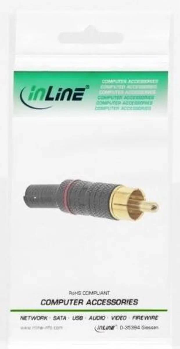 InLine RCA-stekker Soldeerversie 6mm - Metaal Zwart - 1 Stuk