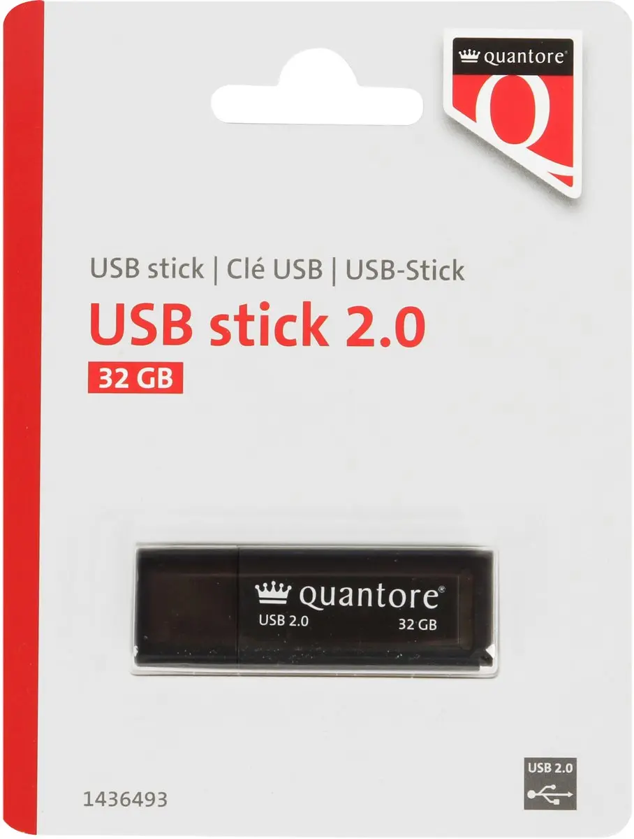 Usb stick 2.0 quantore usb-a 32gb zwart