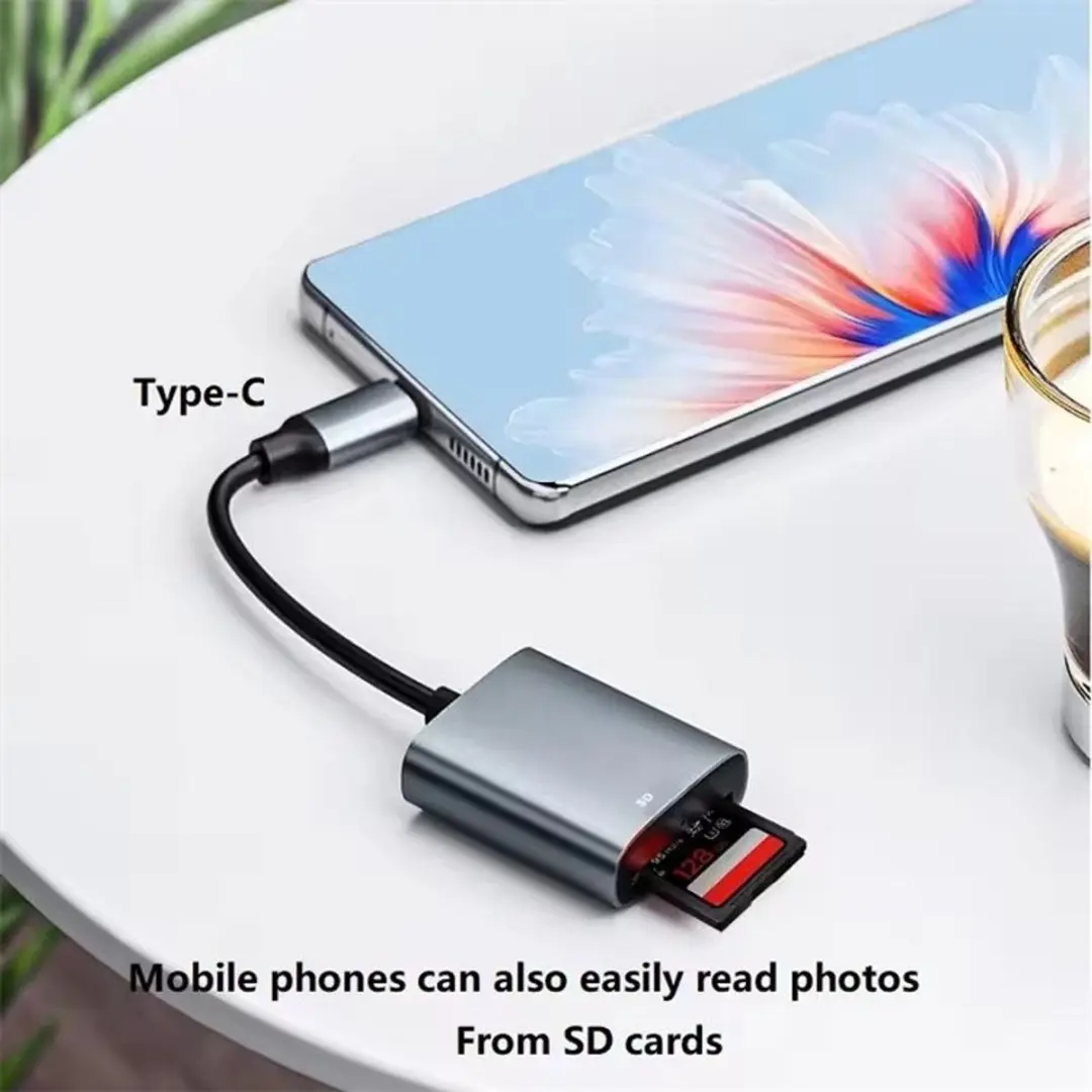 NÖRDIC CRD-070 USB-C SD Kaartlezer - Grijs
