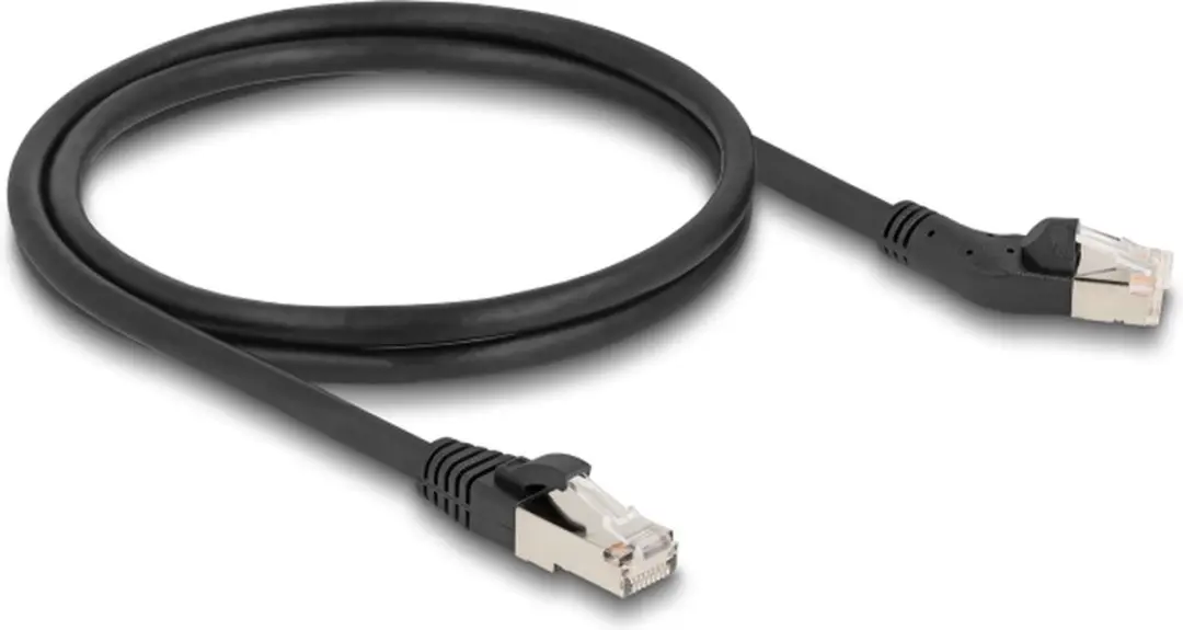 Delock Cat.6A S/FTP RJ45 Kabel 45° Links - 1m - Zwart