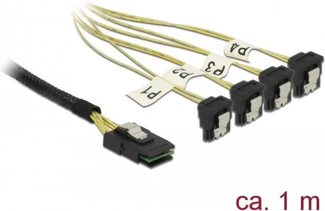 Delock Mini SAS naar 4x SATA Kabel 1m - 85687