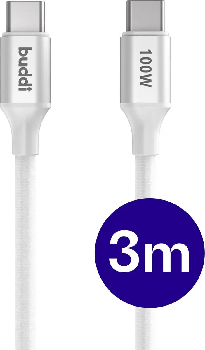 Buddi Flex USB-C naar USB-C Kabel 100W