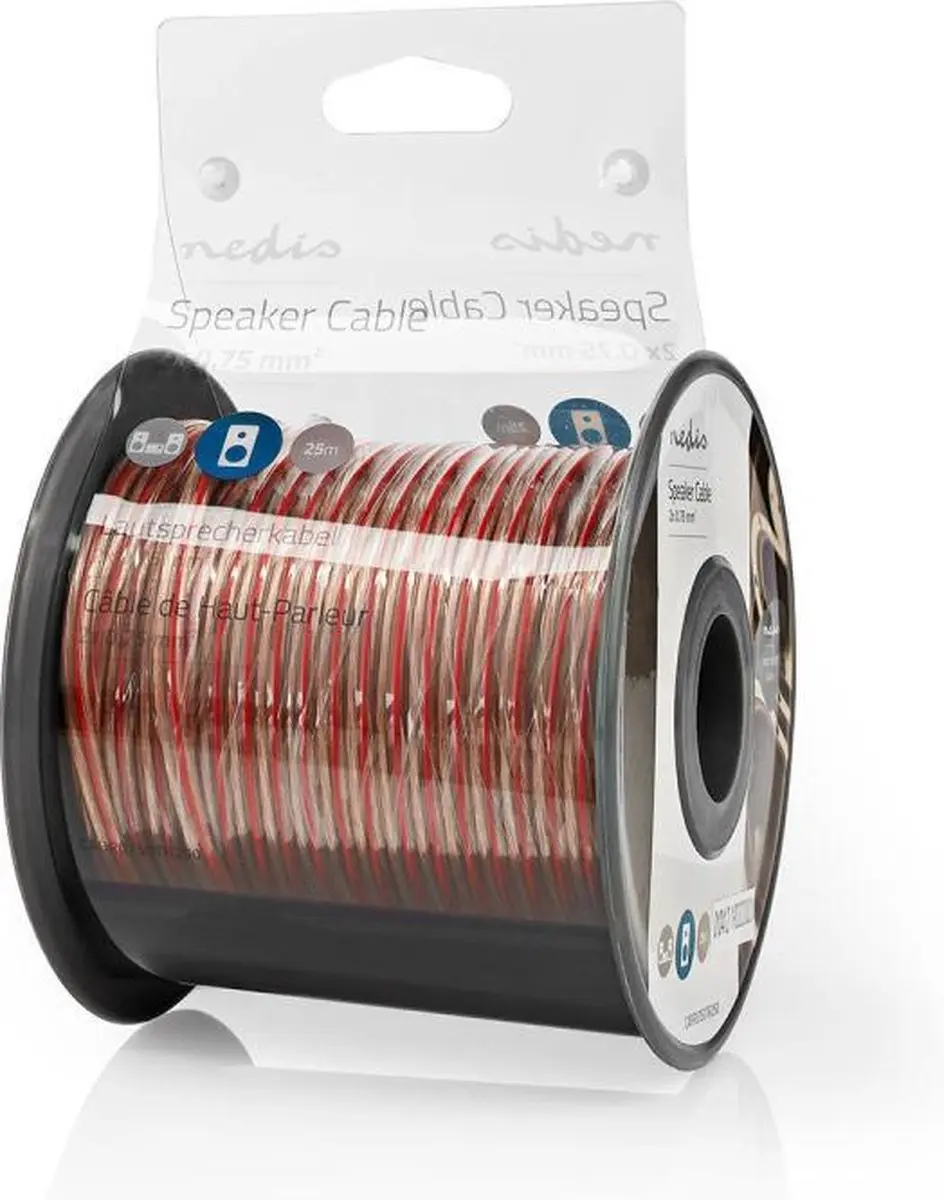 Goobay Luidsprekerkabel CU 0,75mm² - 25m Transparant
