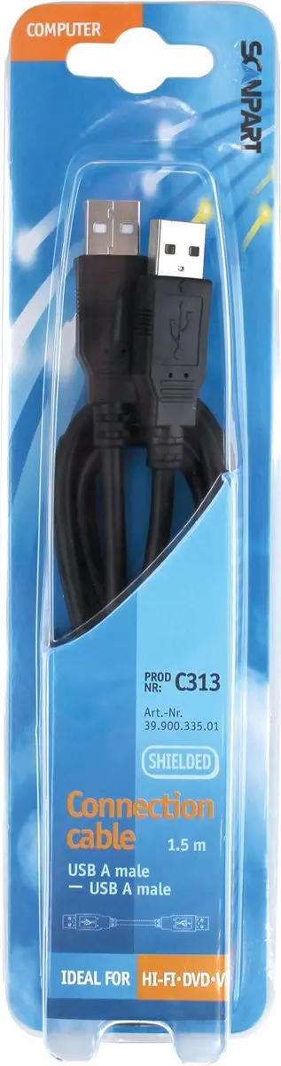 Scanpart USB-kabel 1.5m USB-A naar USB-A