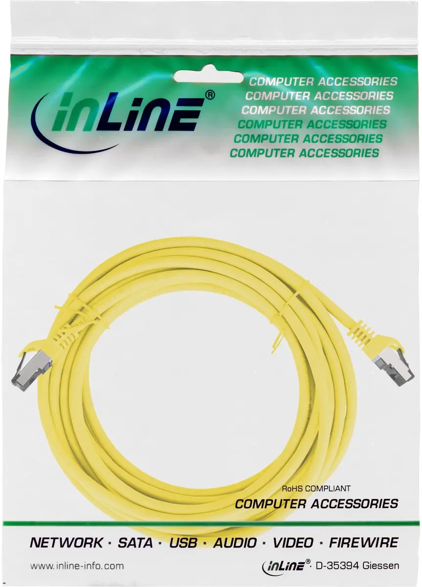 InLine S/FTP CAT8.1 Netwerkkabel 40Gbps - Geel - 10m