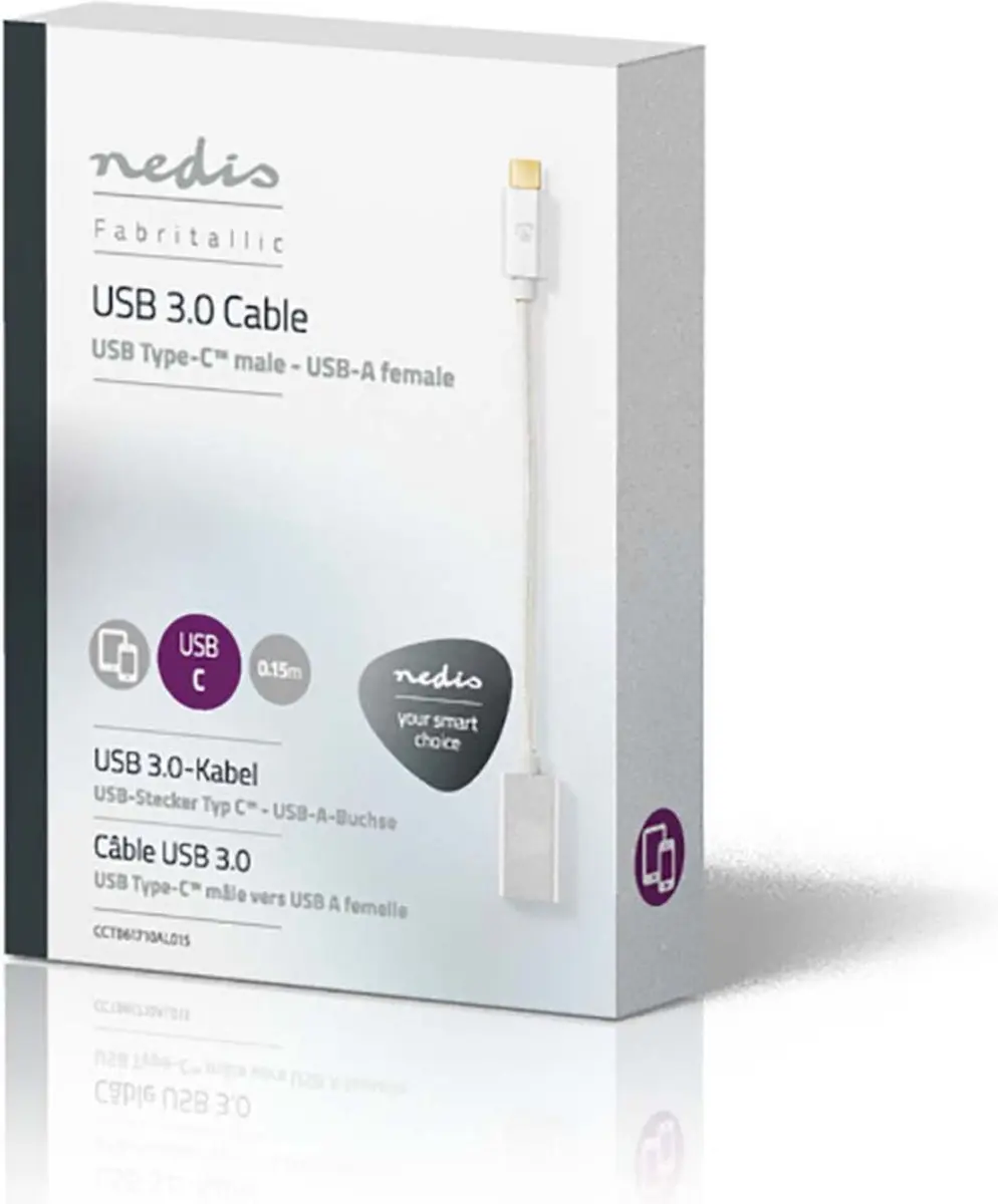 Nedis USB-C Adapter USB-A Female 5Gbps 0,2m - Verguld - Zilver