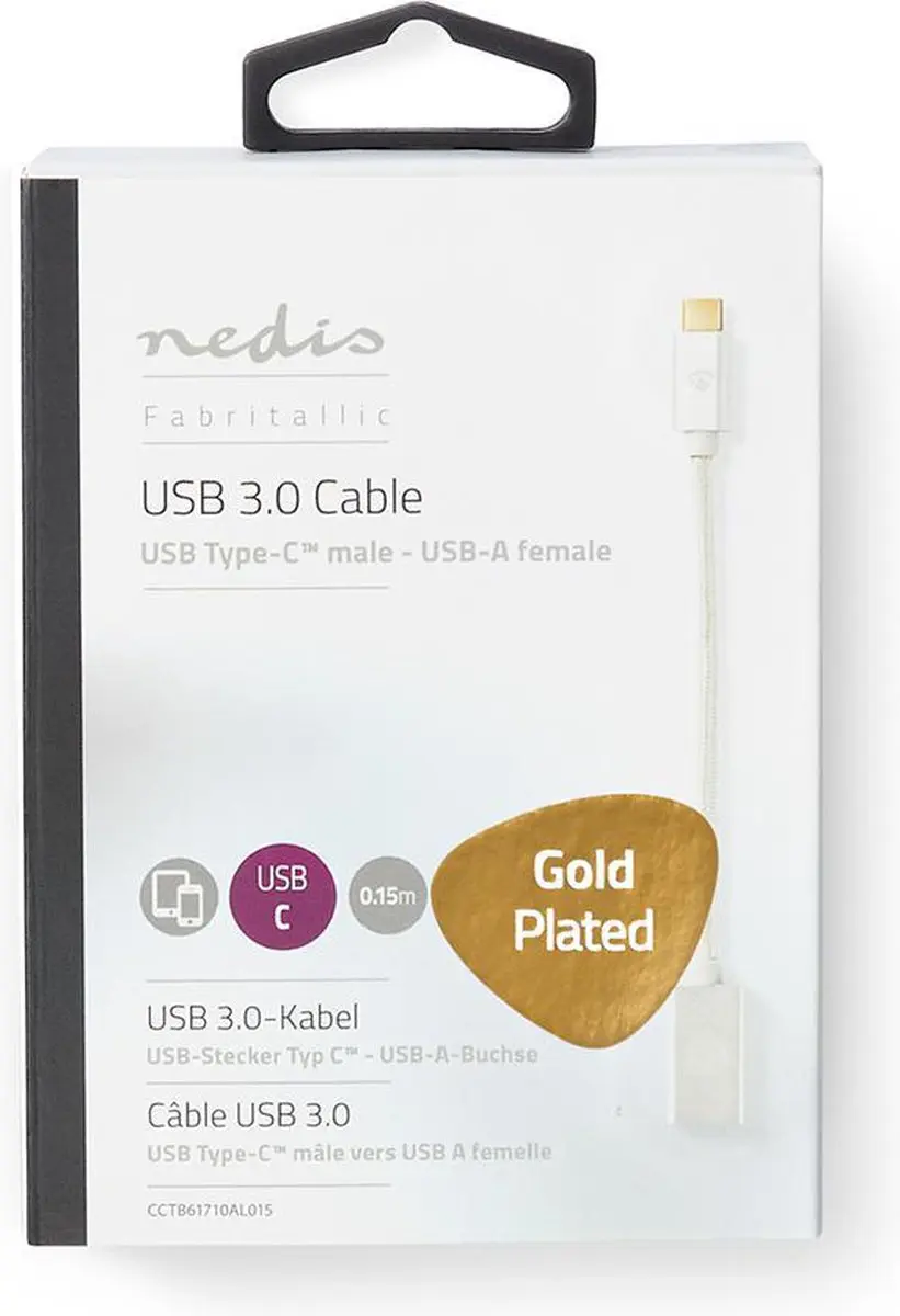 Nedis USB-C Adapter USB-A Female 5Gbps 0,2m - Verguld - Zilver