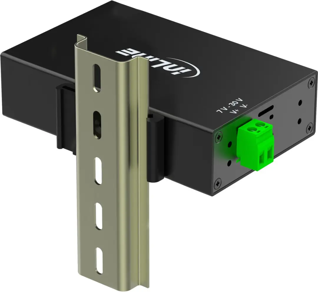 InLine Industriële USB Hub 4x USB-A 5Gbps - 24W - Zwart