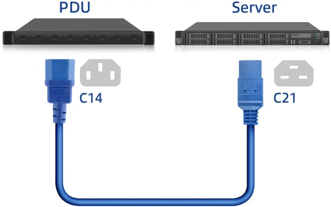 ACT AK5382 Netsnoer C14-C21 2m - Blauw