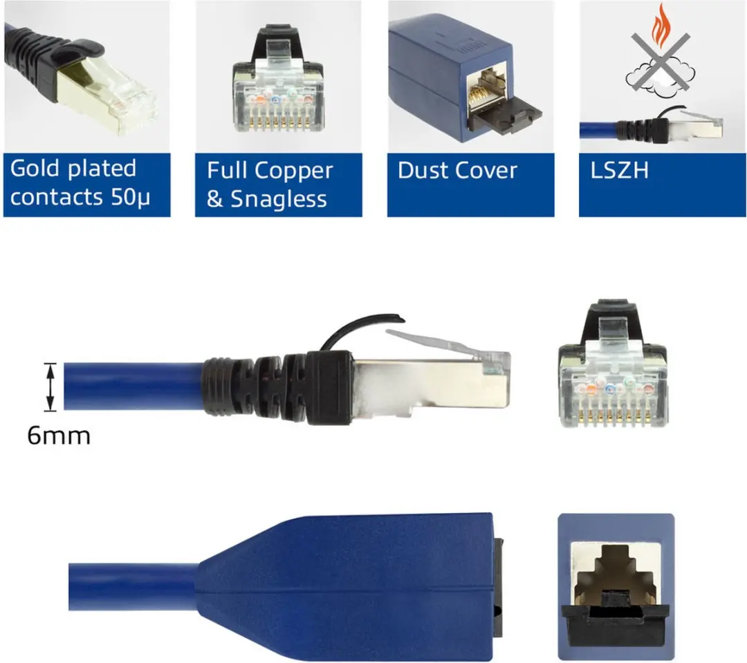 ACT CAT6A MPTL Verlengkabel 7m - Zwart