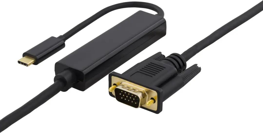 Deltaco USBC-1088-K USB-C naar VGA Kabel 3m