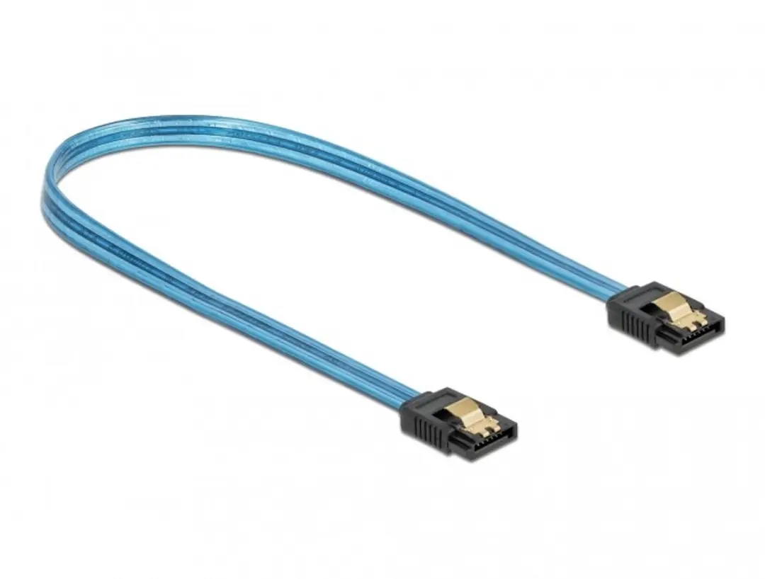 Delock SATA Kabel 6Gb/s UV Blauw 70cm