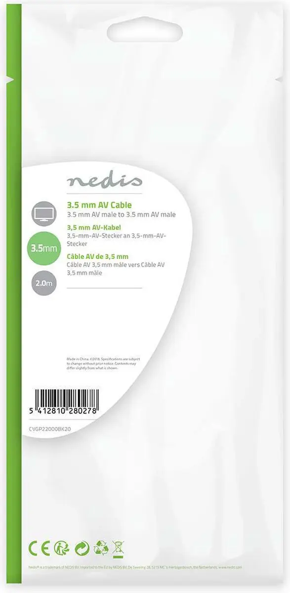 Nedis 3,5mm Audiokabel CVGB22000BK20 - 2m - Zwart