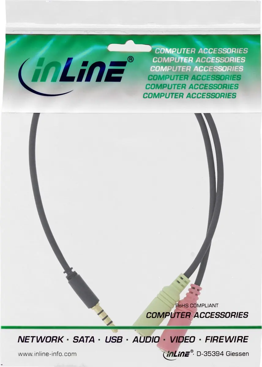 InLine 3,5mm 4-polig Headsetadapter CTIA - Verguld - Zwart