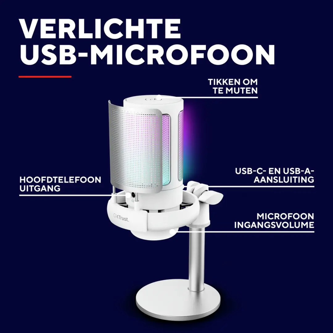 Trust GXT 238W Auron USB Microfoon - Wit