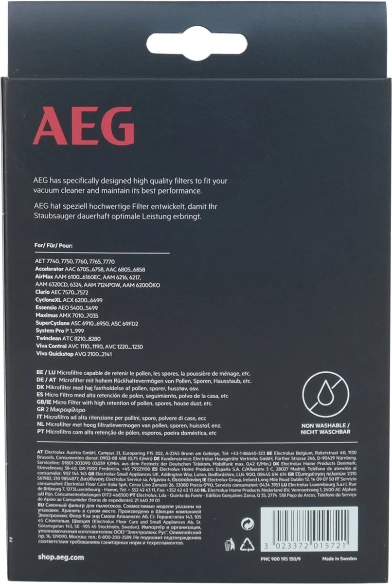 AEG AFS Microfilter met Frame 2st. - Cilinderstofzak - 9001951509