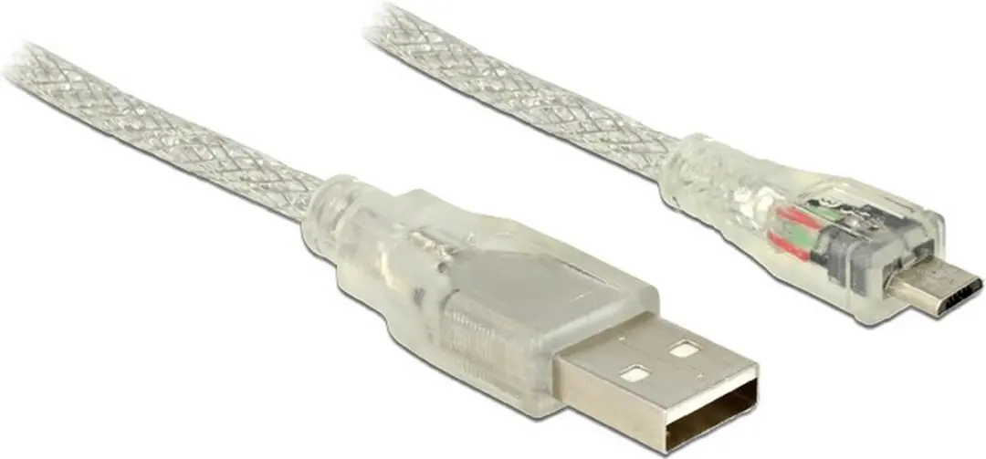 Delock USB 2.0 Kabel A naar Micro-B 1.5m - Transparant