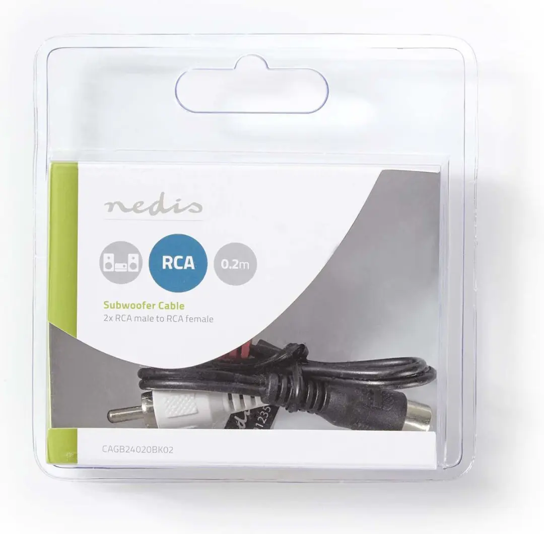 Nedis Stereo-Audiokabel RCA Male-Female 20cm - Zwart