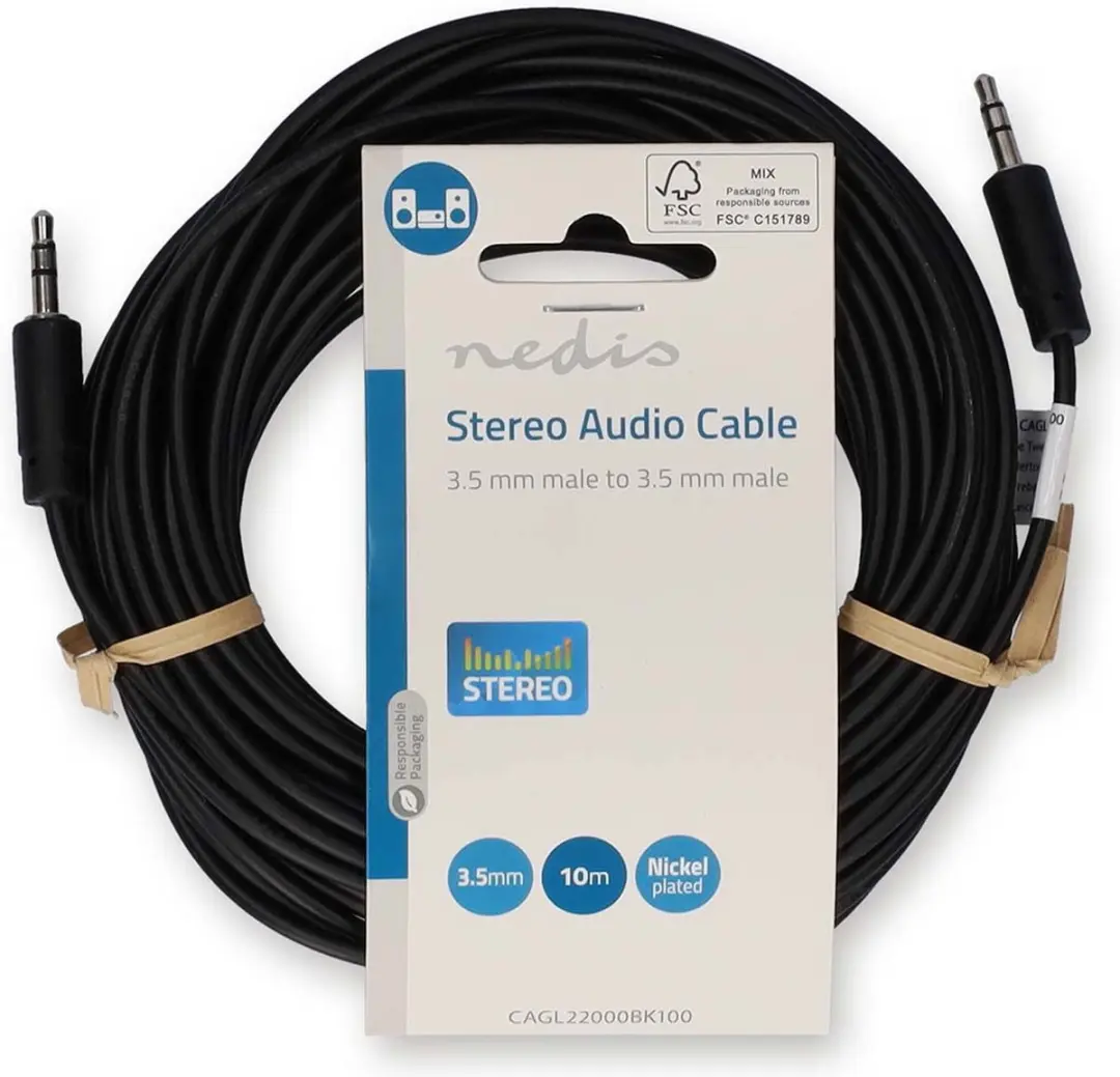 Nedis Stereo-Audiokabel 3,5mm - 10m - Zwart