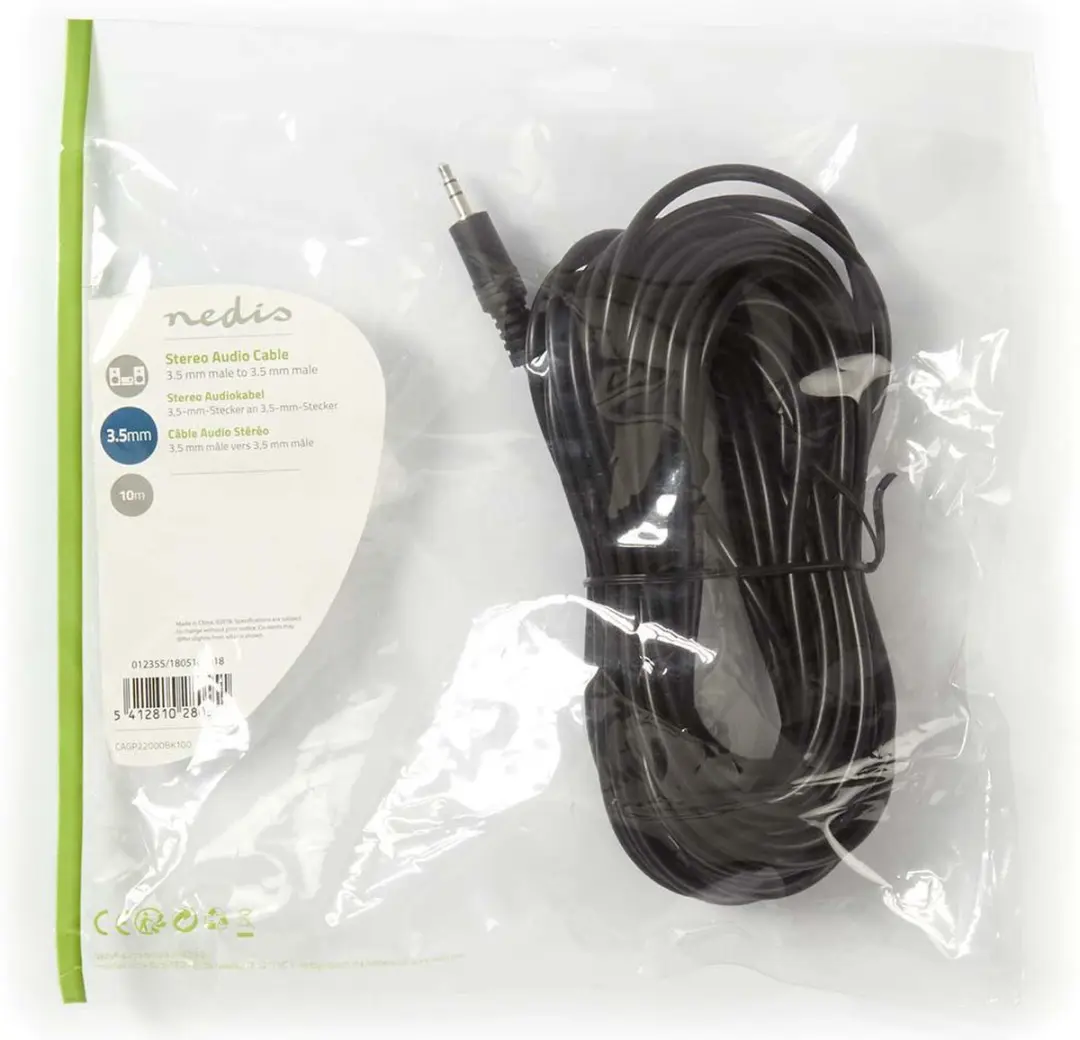 Nedis Stereo-Audiokabel 3,5mm - 10m - Zwart - afbeelding 6 van 6