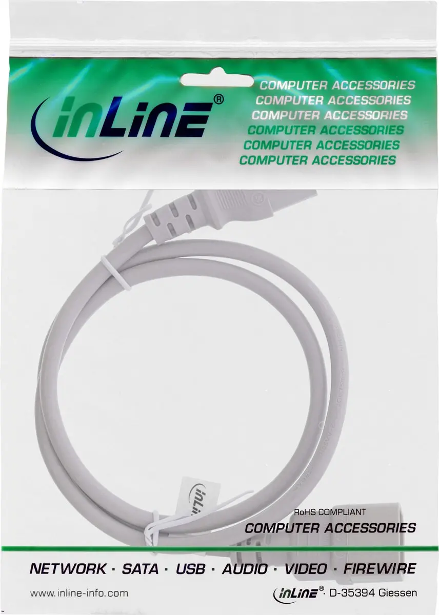 InLine C13-C14 Stroomkabel 0,75mm² - Grijs 0,3m