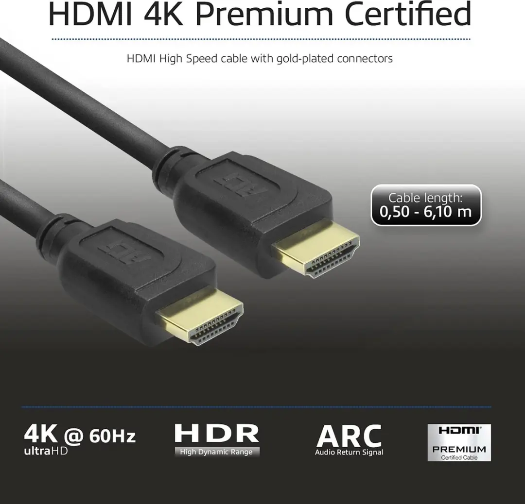 ACT HDMI Kabel 0,5m AK3941 - Zwart