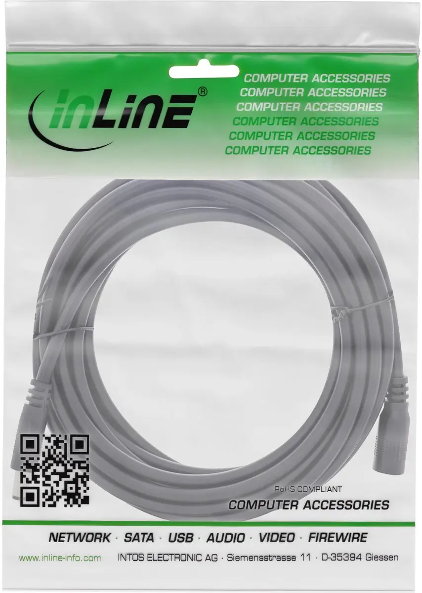 InLine DC Verlengkabel 5,5x2,5mm 140W AWG18 - 3m