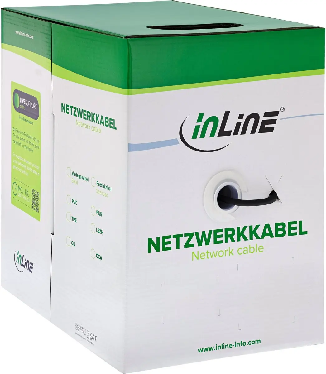 InLine Patchkabel Cat.5e SF/UTP AWG26 100m - Zwart