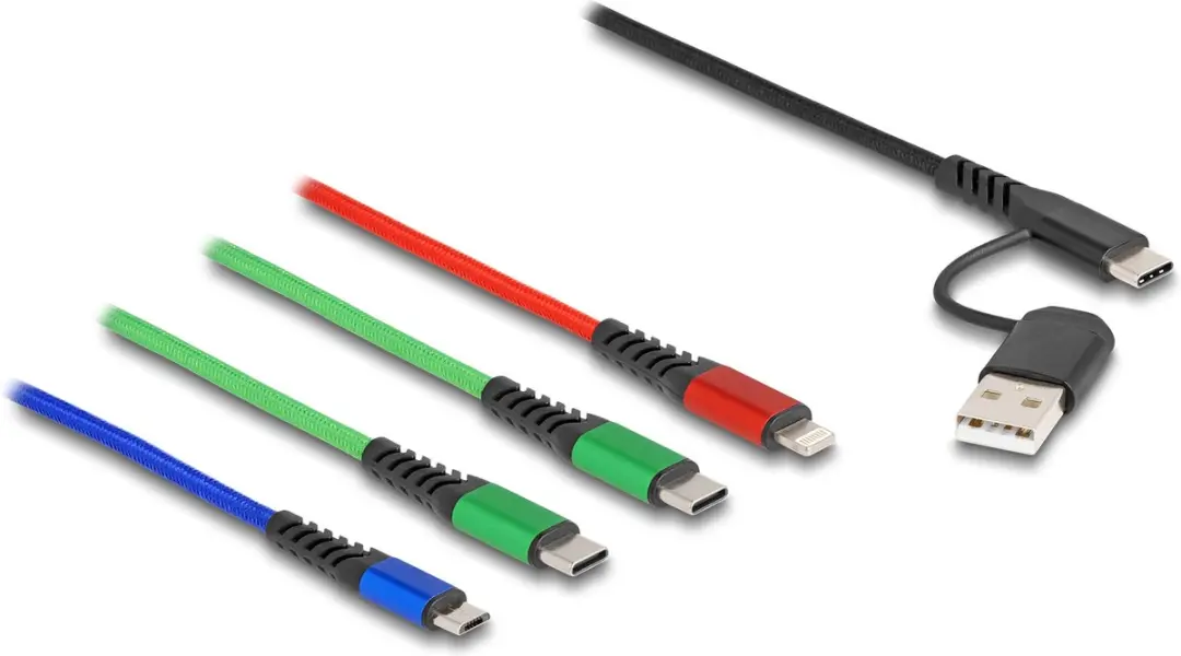 Delock USB 4-in-1 Opladerkabel 1.20m - USB-A/USB-C/Lightning/Micro-USB