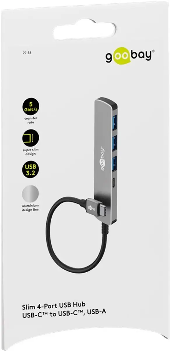 Goobay USB-C Hub 3x USB-A 1x USB-C - Grijs