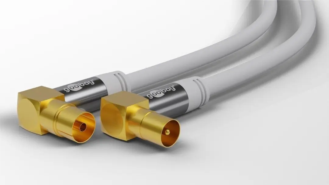Goobay IEC Coaxkabel Haaks Verguld Wit 1m - 10 Stuks