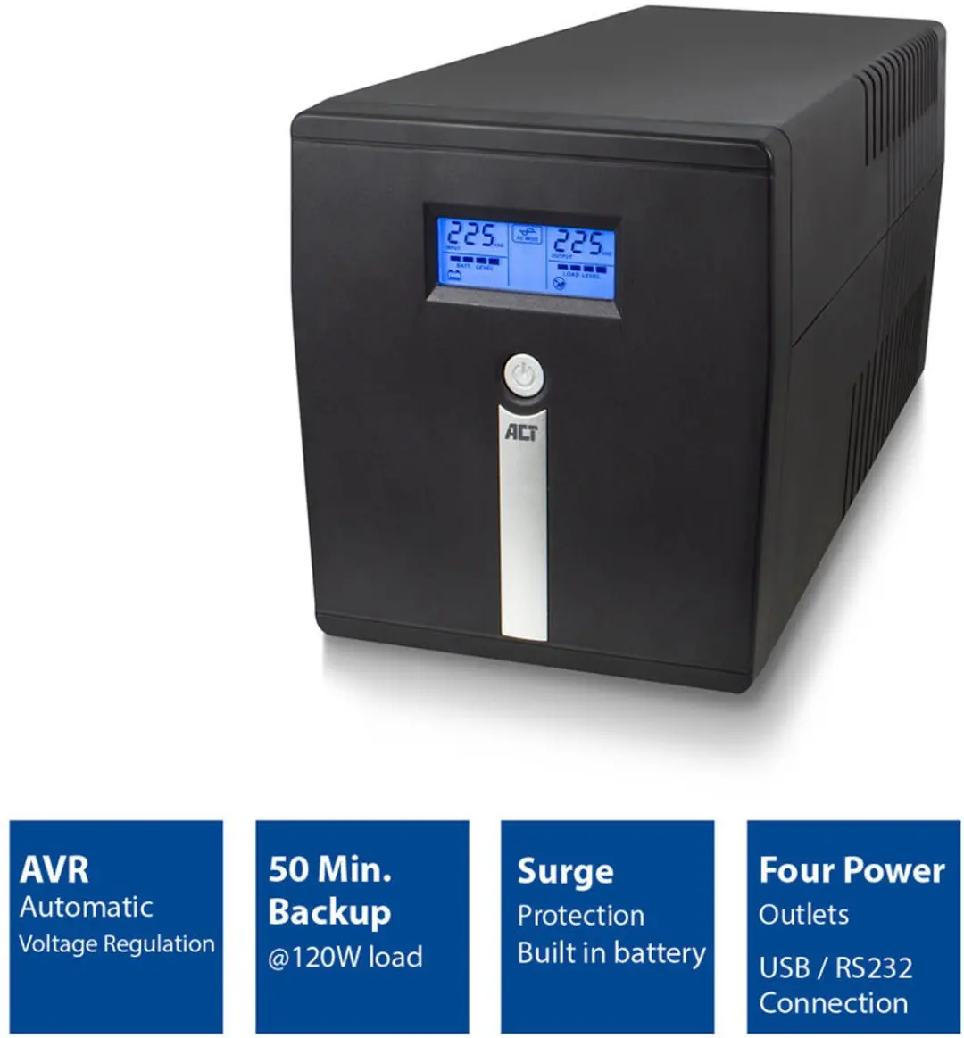 ACT UPS Line-interactive AC2310 1 kVA 600W - Zwart