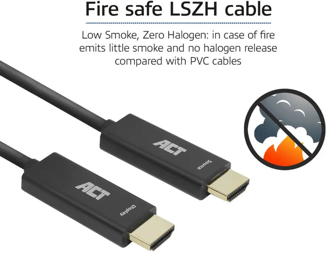 ACT 25m HDMI-A Kabel 4K Actief Optisch AK3891 - Zwart