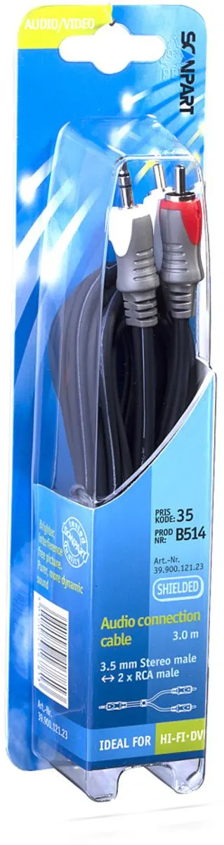 Scanpart Mini Jack naar Tulp Kabel 3m - 3.5mm Jack