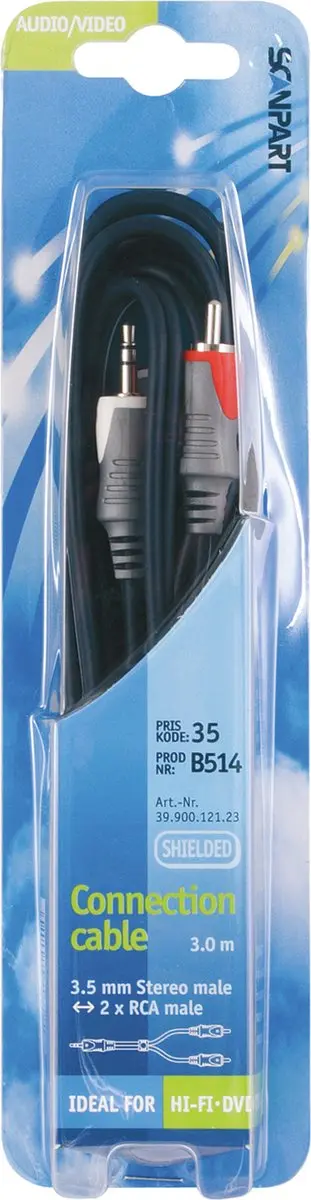 Scanpart Mini Jack naar Tulp Kabel 3m