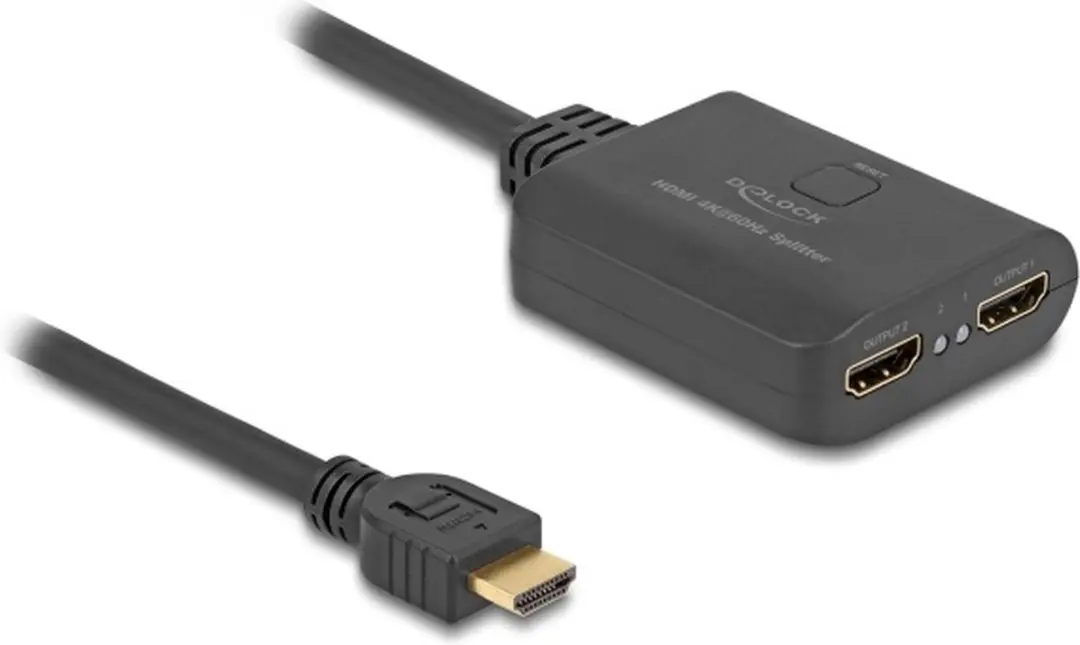 Delock HDMI Splitter 18650 - 1x2 - 4K 60Hz - Zwart