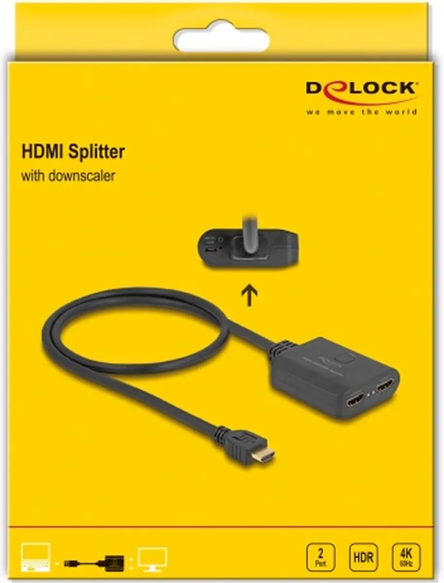 Delock HDMI Splitter 18650 - 1x2 - 4K 60Hz - Zwart