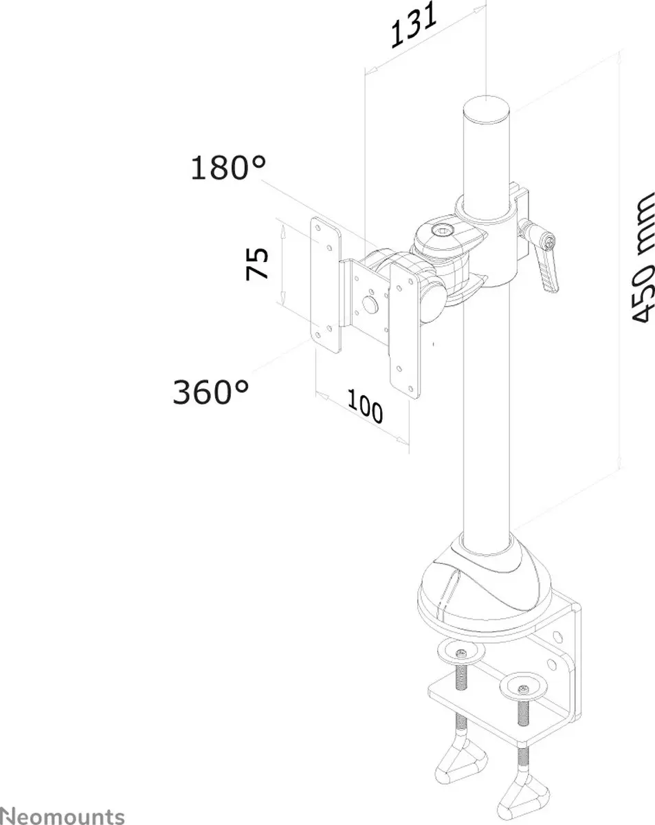 Neomounts FPMA-D965 Monitorarm 10-30" - 1 Scherm - 0-10 kg - Zwart