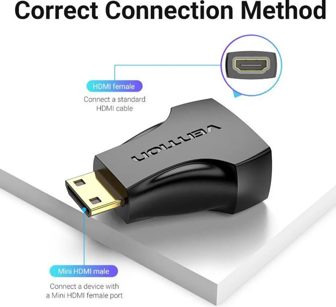 Vention Mini HDMI naar HDMI Adapter AISB0 - 4K Ultra HD - Zwart