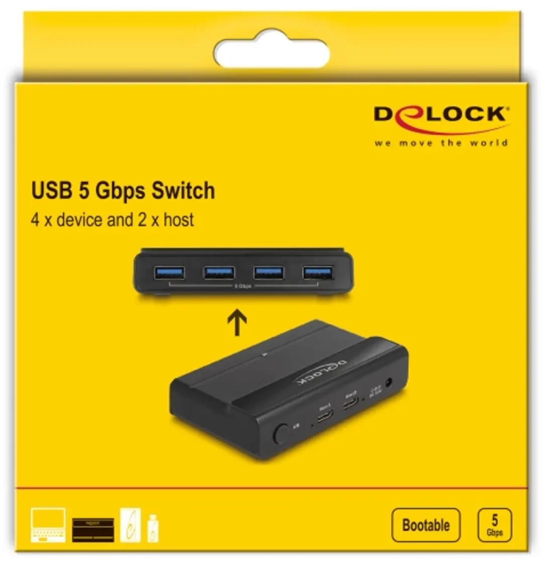 Delock USB 5Gbps Switch 4x2 - Zwart