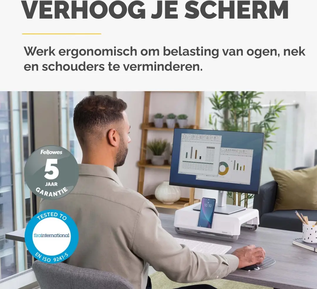 Fellowes Breyta Monitorstandaard 100016561 - Wit - afbeelding 6 van 6