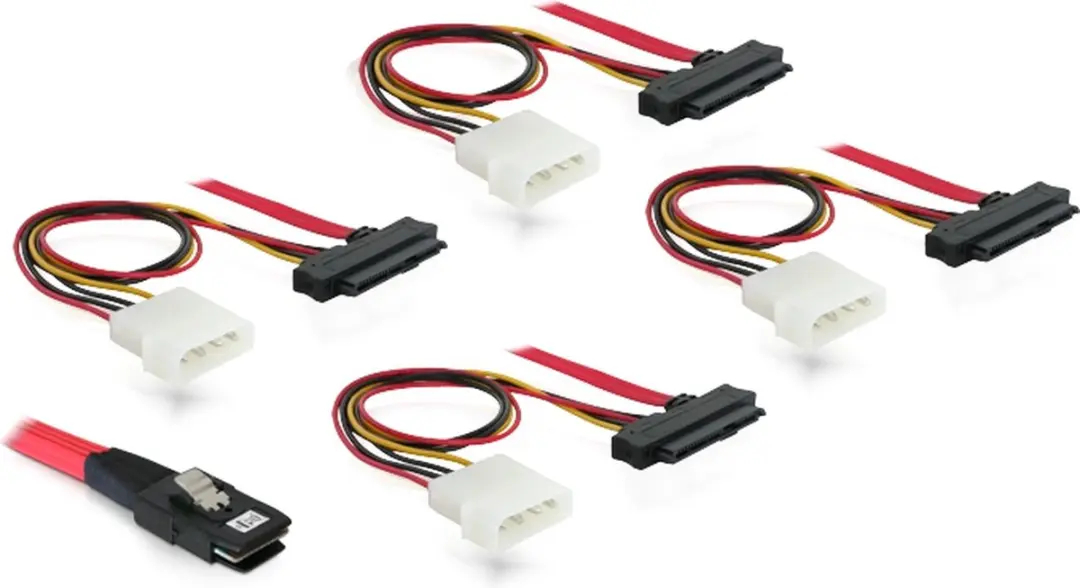 Delock Mini-SAS SFF-8087 naar 4x SAS SFF-8482 Kabel