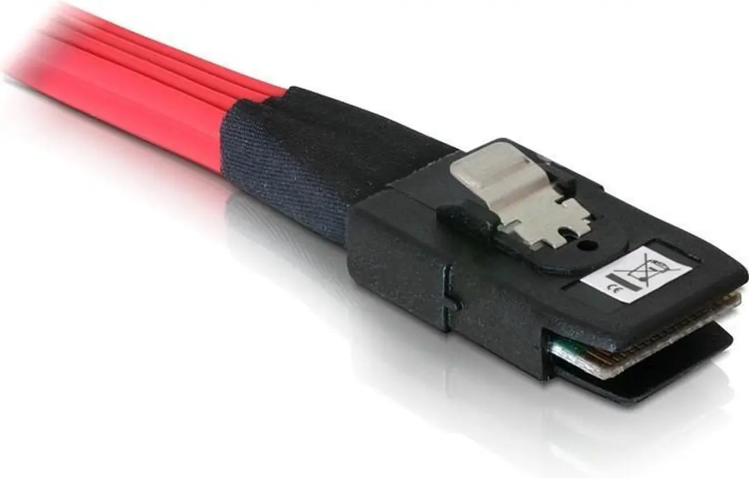 Delock Mini-SAS SFF-8087 naar 4x SAS SFF-8482 Kabel - 0,5m - Rood - afbeelding 6 van 6