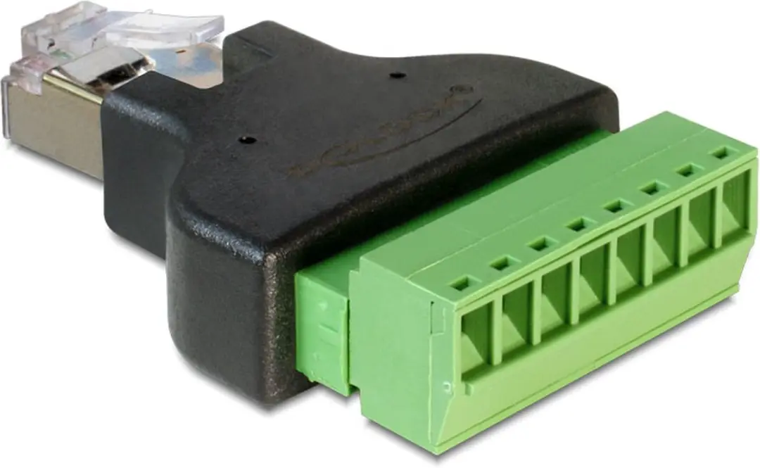 Delock Adapter RJ45 Terminalblock 8 Pin - 2-delig Zwart